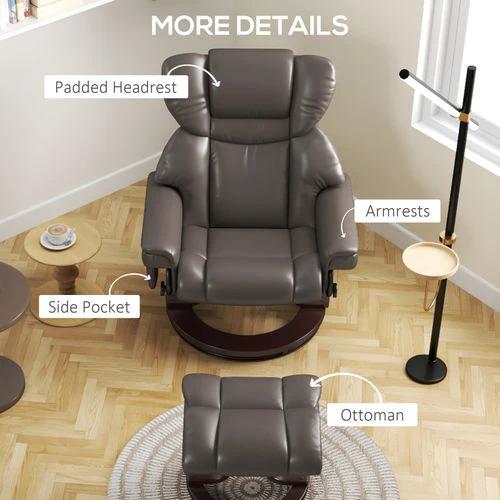 HOMCOM Massage Recliner Chair with Footstool and Adjustable Backrest for Ultimate Relaxation and Comfort - Recliner