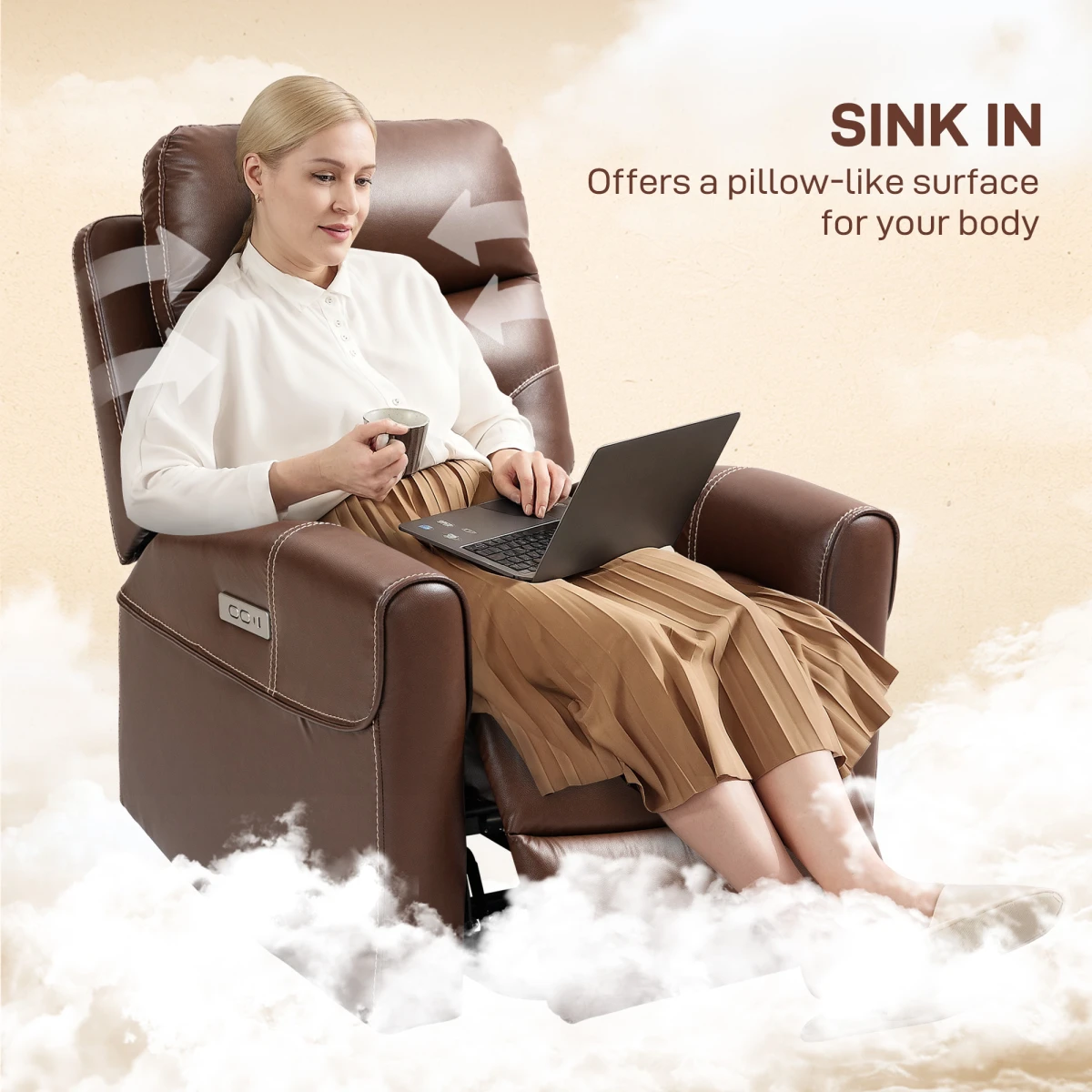 HOMCOM HOMCOM Riser Recliner Compact USB Ports Remote for Seniors - Recliner