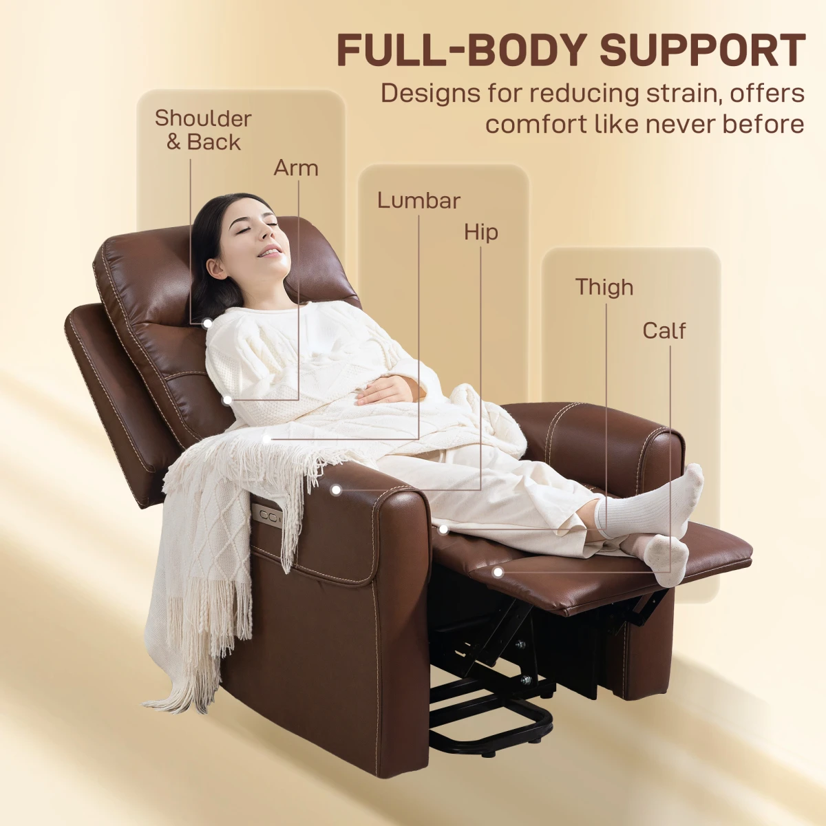 HOMCOM HOMCOM Riser Recliner Compact USB Ports Remote for Seniors - Recliner