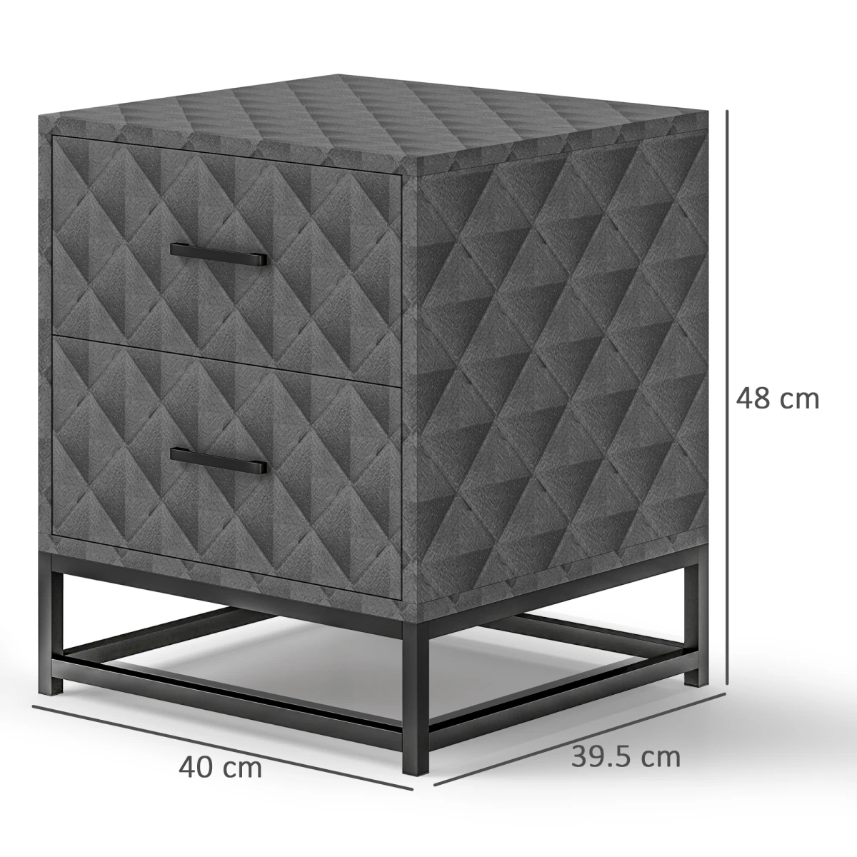 HOMCOM HOMCOM Nightstand Pair Diamond Pattern Drawers - Bedside Table