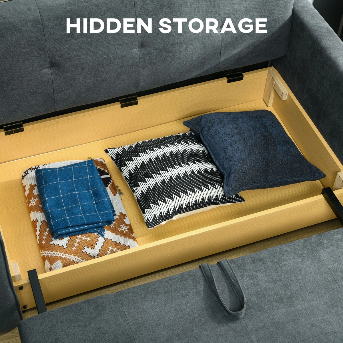 Premium Convertible Loveseat 60in Wide With Storage Office by HOMCOM