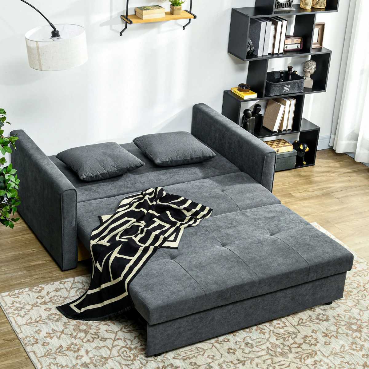 Premium Convertible Loveseat 60in Wide With Storage Office by HOMCOM