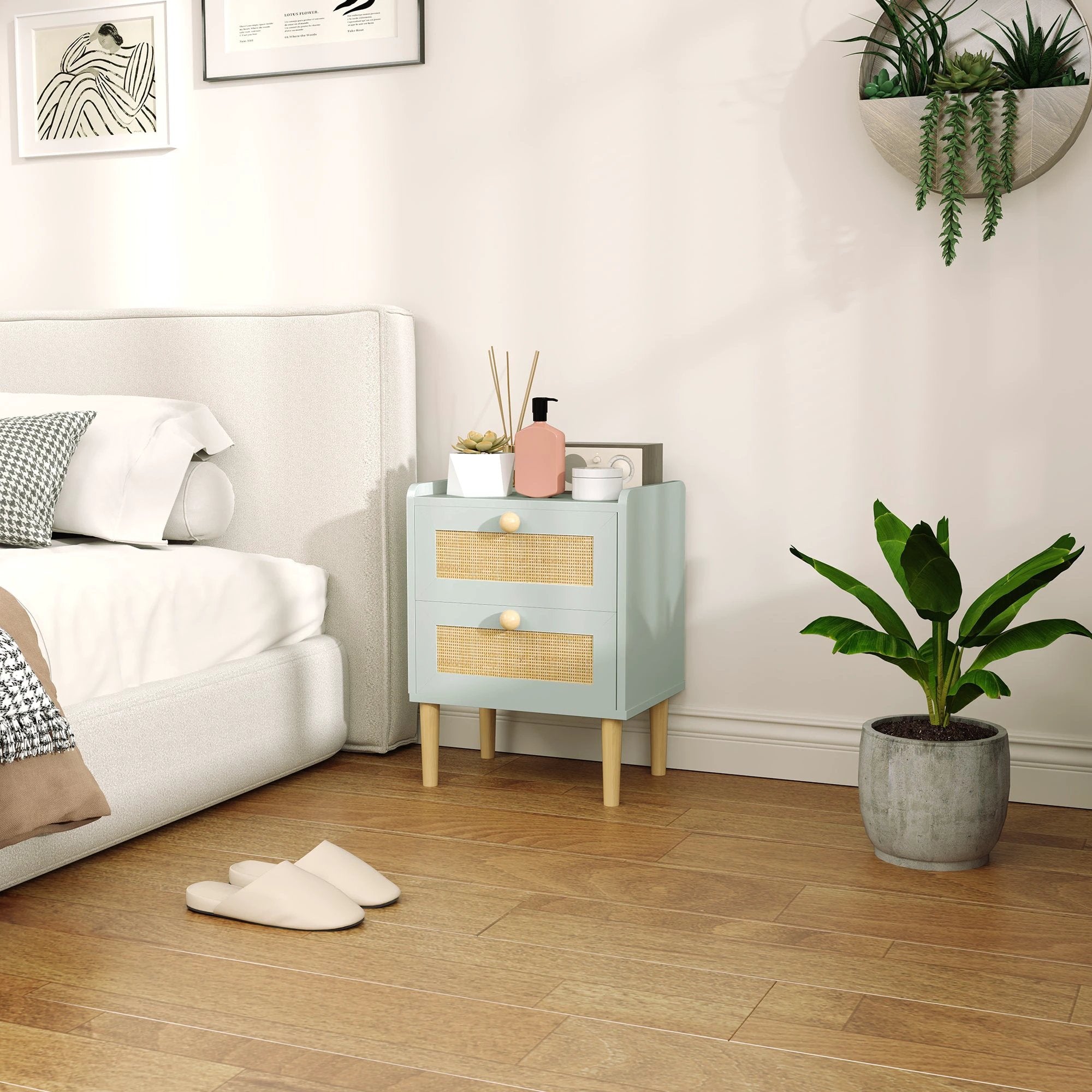 HOMCOM Chest of Drawers Boho Rattan Bedroom by HOMCOM