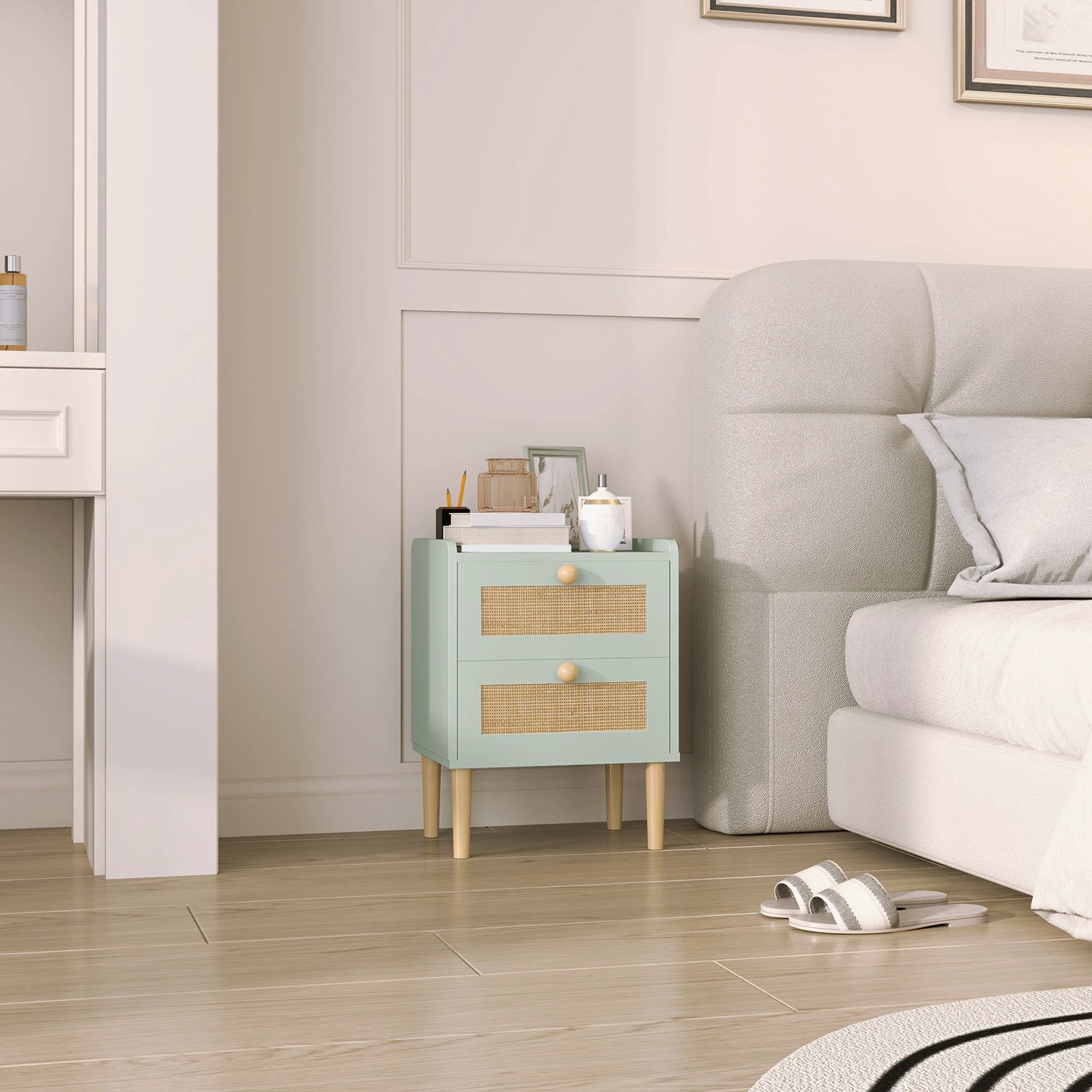 HOMCOM Chest of Drawers Boho Rattan Bedroom by HOMCOM