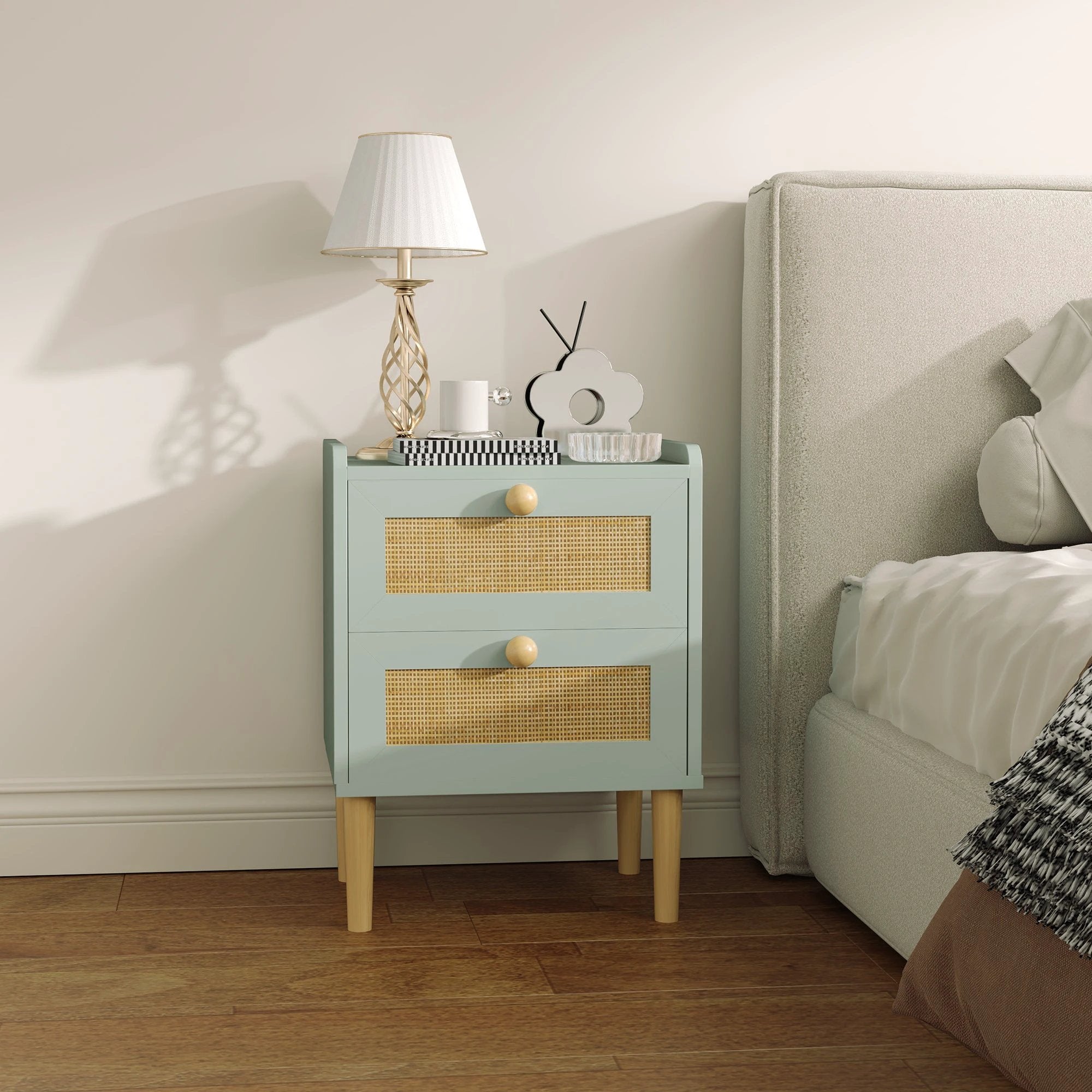 HOMCOM Chest of Drawers Boho Rattan Bedroom by HOMCOM