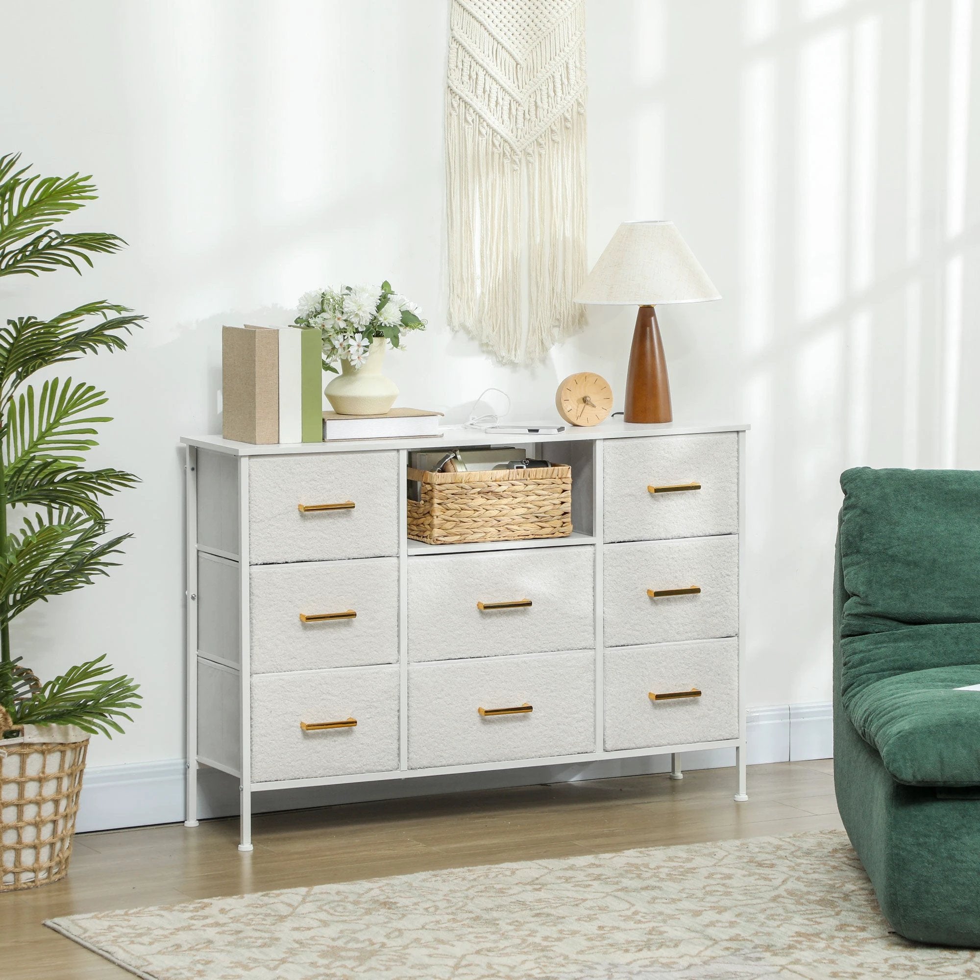 HOMCOM Dresser 8-Drawer USB Ports Home by HOMCOM