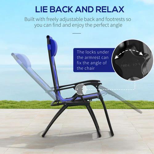 Outsunny Outsunny Folding Recliner Chair with Cup Holder and Adjustable Position for Outdoor Relaxation - Sun Lounger