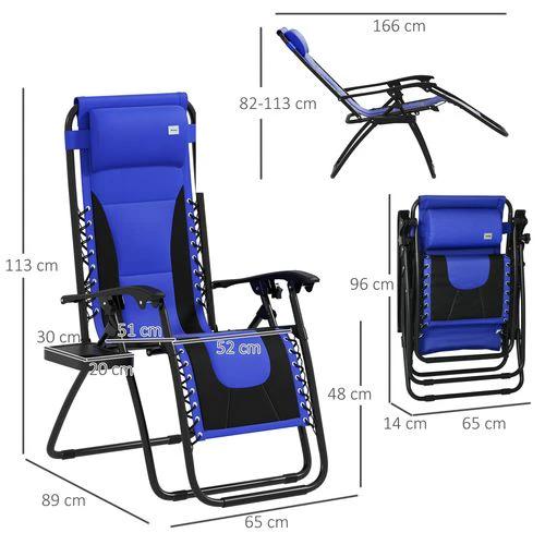 Outsunny Outsunny Folding Recliner Chair with Cup Holder and Adjustable Position for Outdoor Relaxation - Sun Lounger