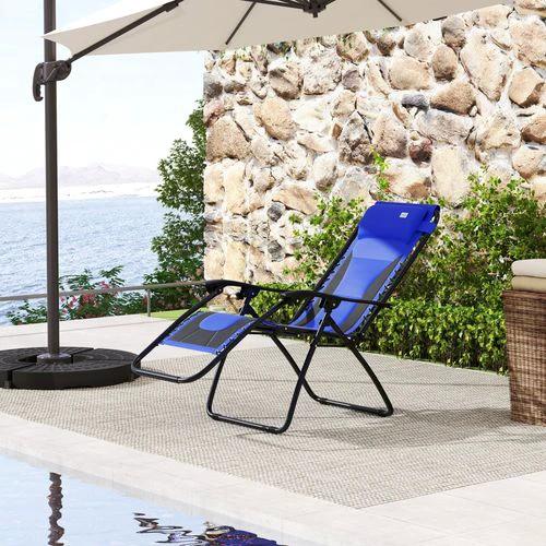Outsunny Outsunny Folding Recliner Chair with Cup Holder and Adjustable Position for Outdoor Relaxation - Sun Lounger