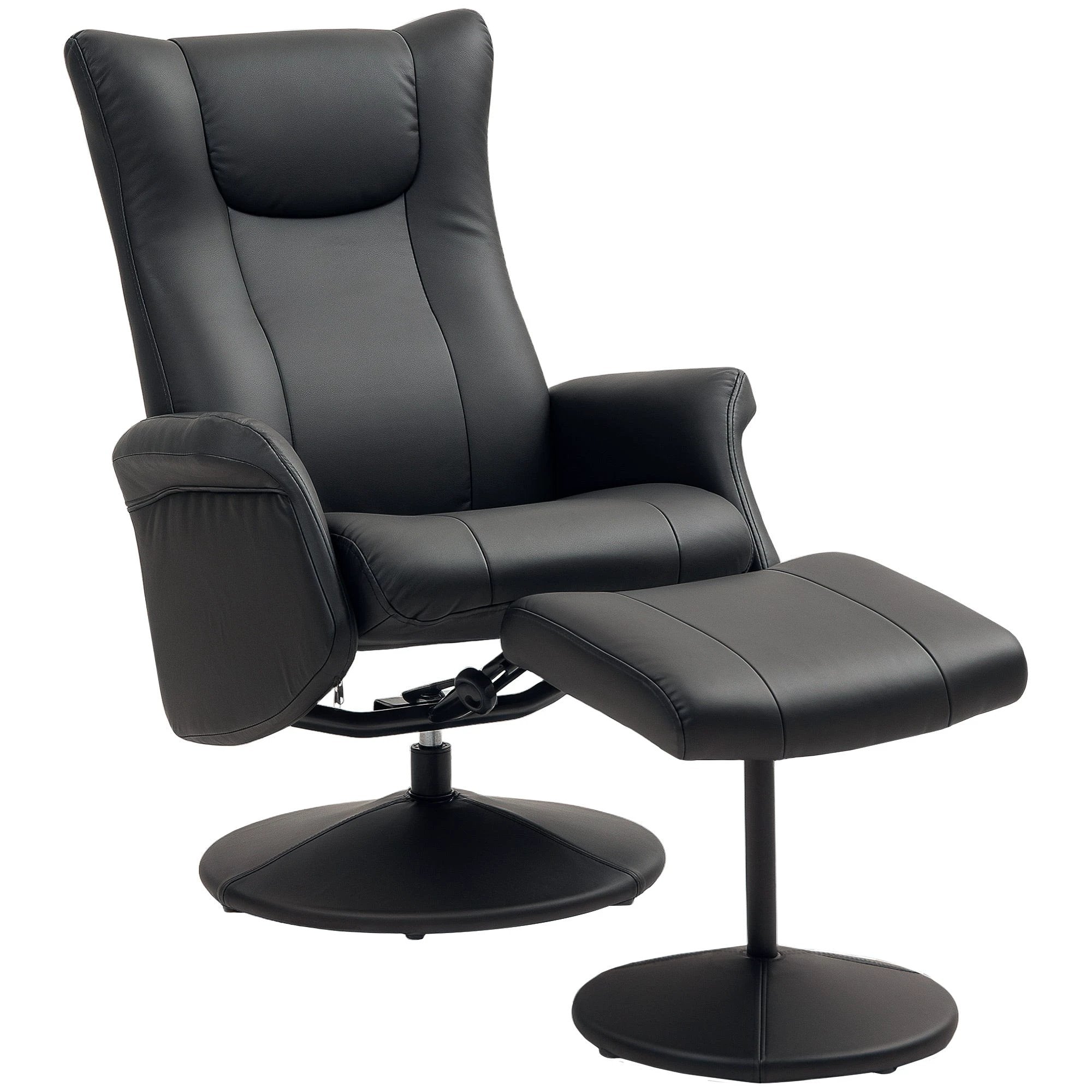Comfort Plus Reclining Armchair Stool 360 Swivel Living Room by HOMCOM