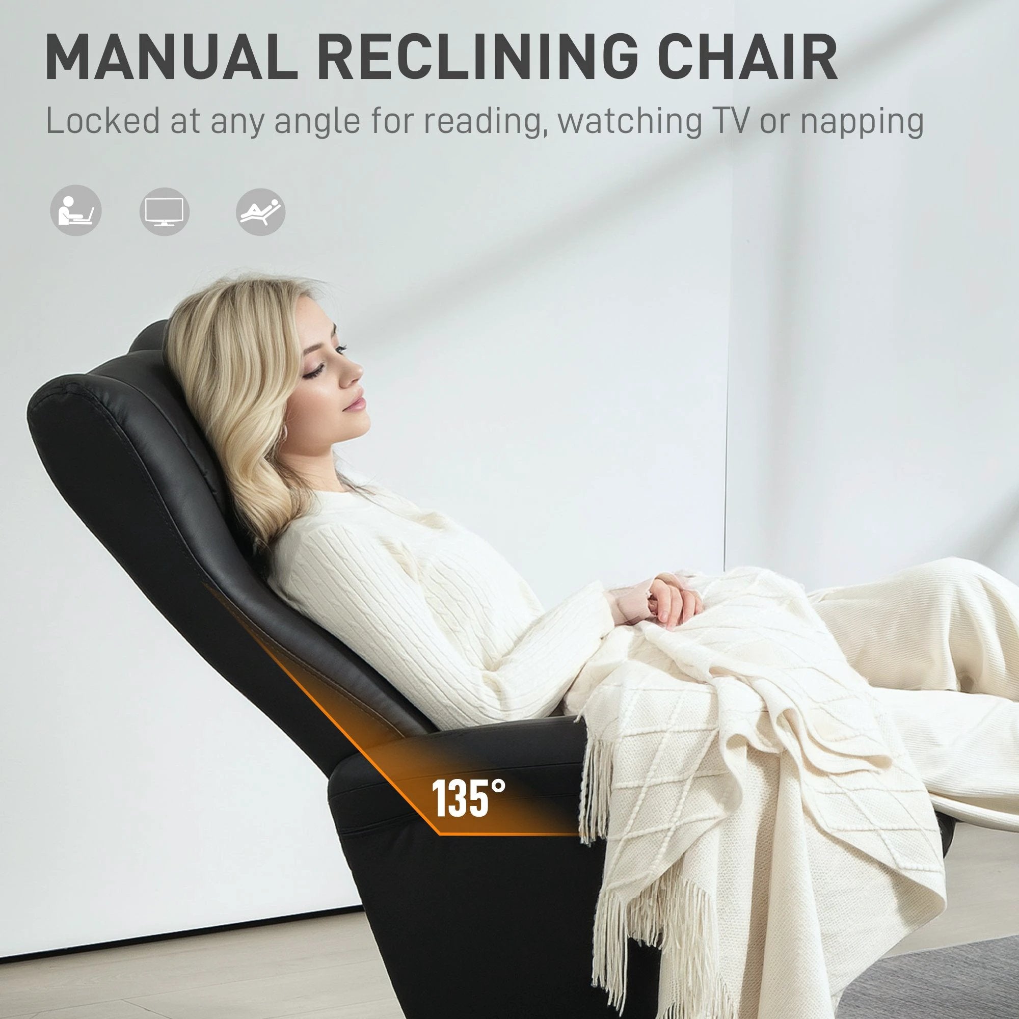 Comfort Plus Reclining Armchair Stool 360 Swivel Living Room by HOMCOM