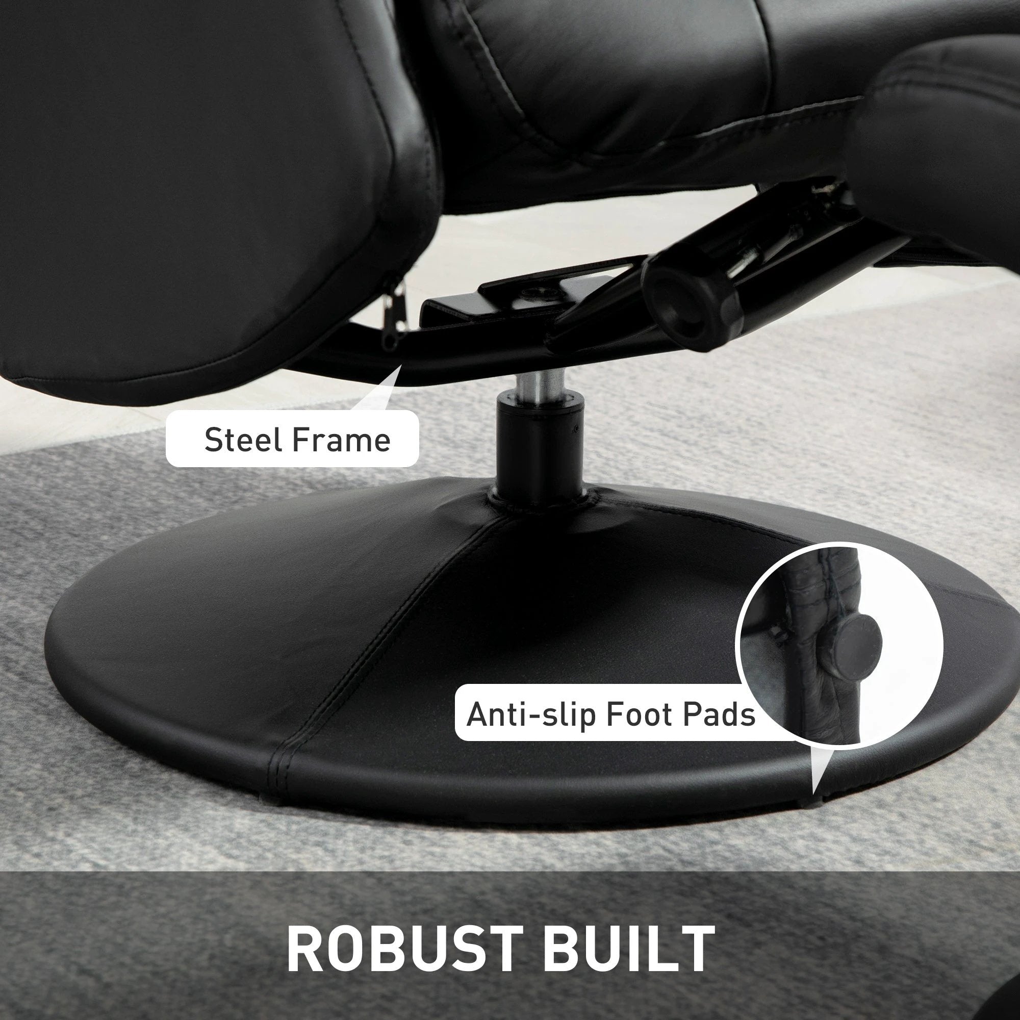 HOMCOM Comfort Plus Reclining Armchair Stool 360 Swivel Living Room - Recliner