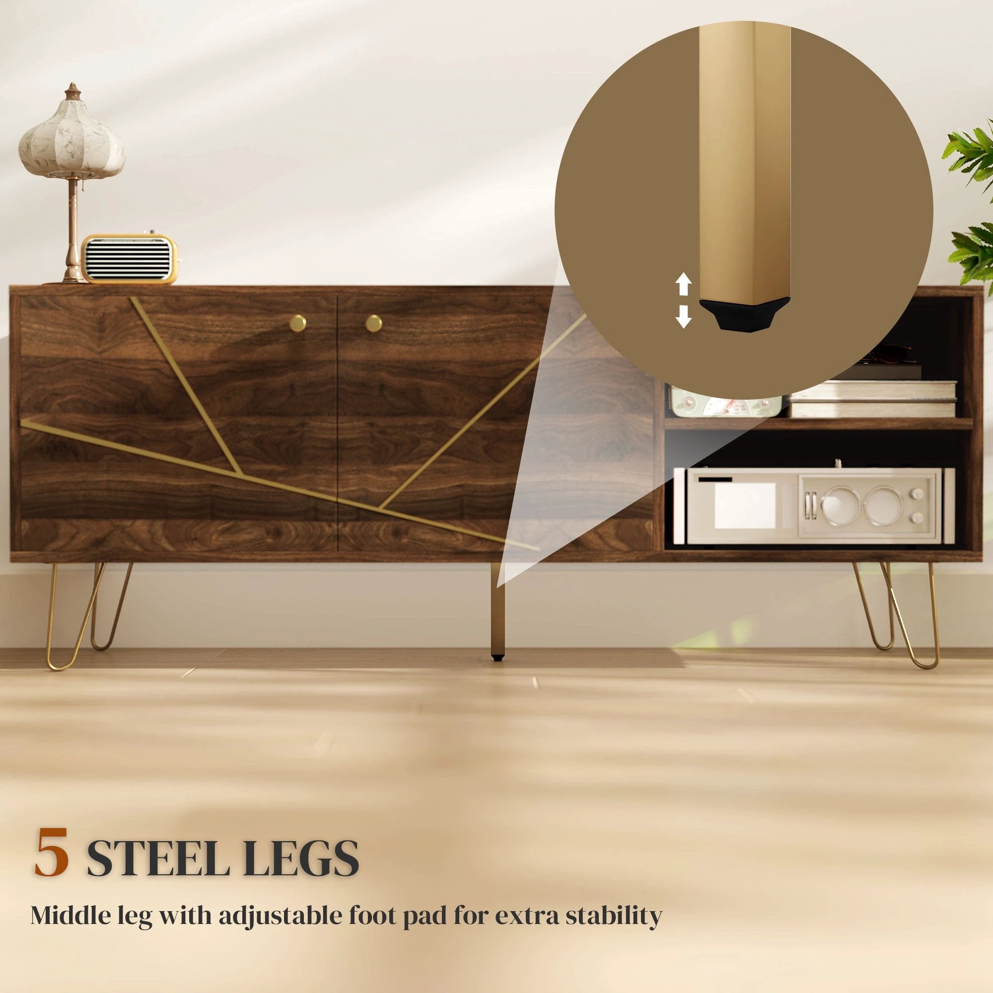 Chic Wooden TV Stand 130cm Adjustable Shelves Living Room by HOMCOM