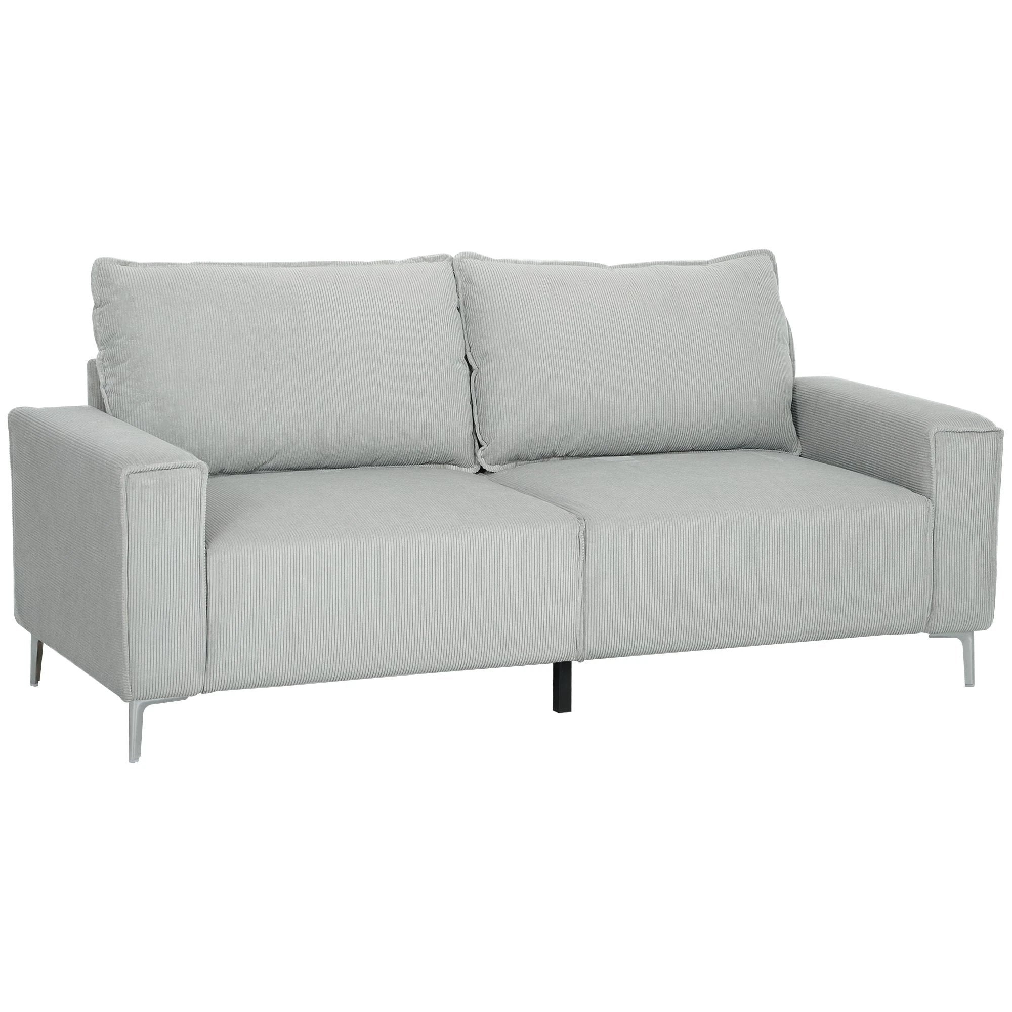 HOMCOM Cosy Corduroy Sofa Three Seater Grey Upholstered Living - Sofa
