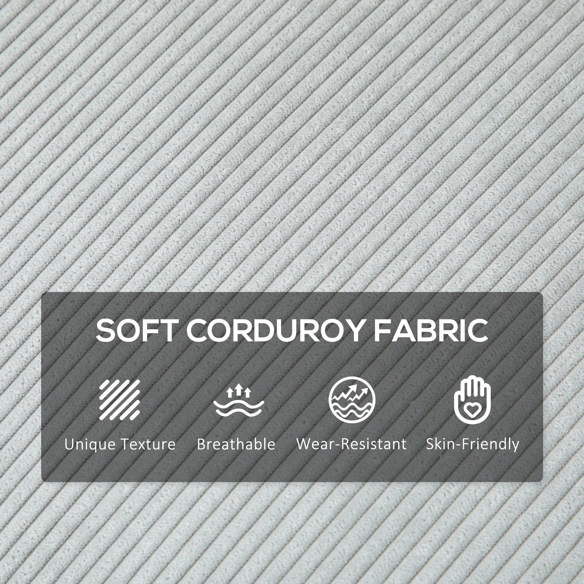 HOMCOM Cosy Corduroy Sofa Three Seater Grey Upholstered Living - Sofa