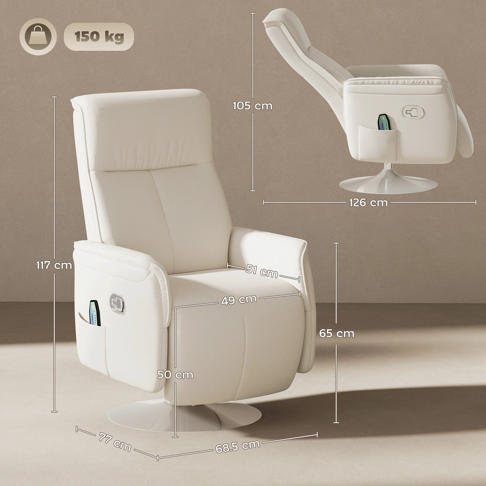 HOMCOM HOMCOM Massage Recliner 135 Degree Recline 10 Point Home Use - Recliner