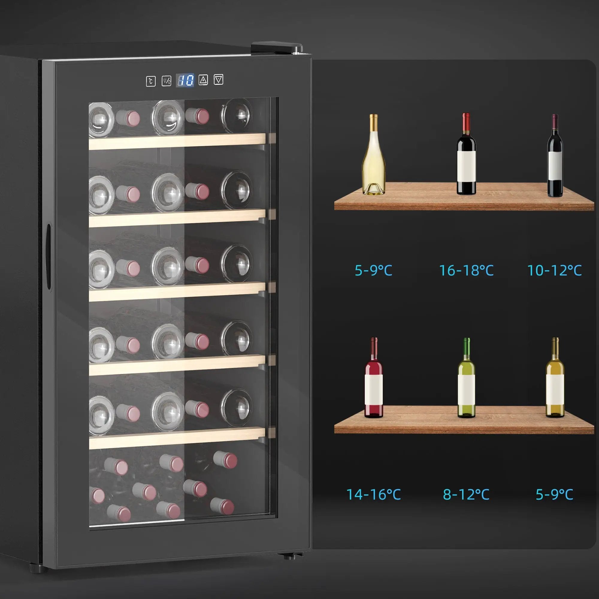 HOMCOM HOMCOM 41 Bottle Wine Cooler Fridge, Freestanding Wine Refrigerator - Wine Rack