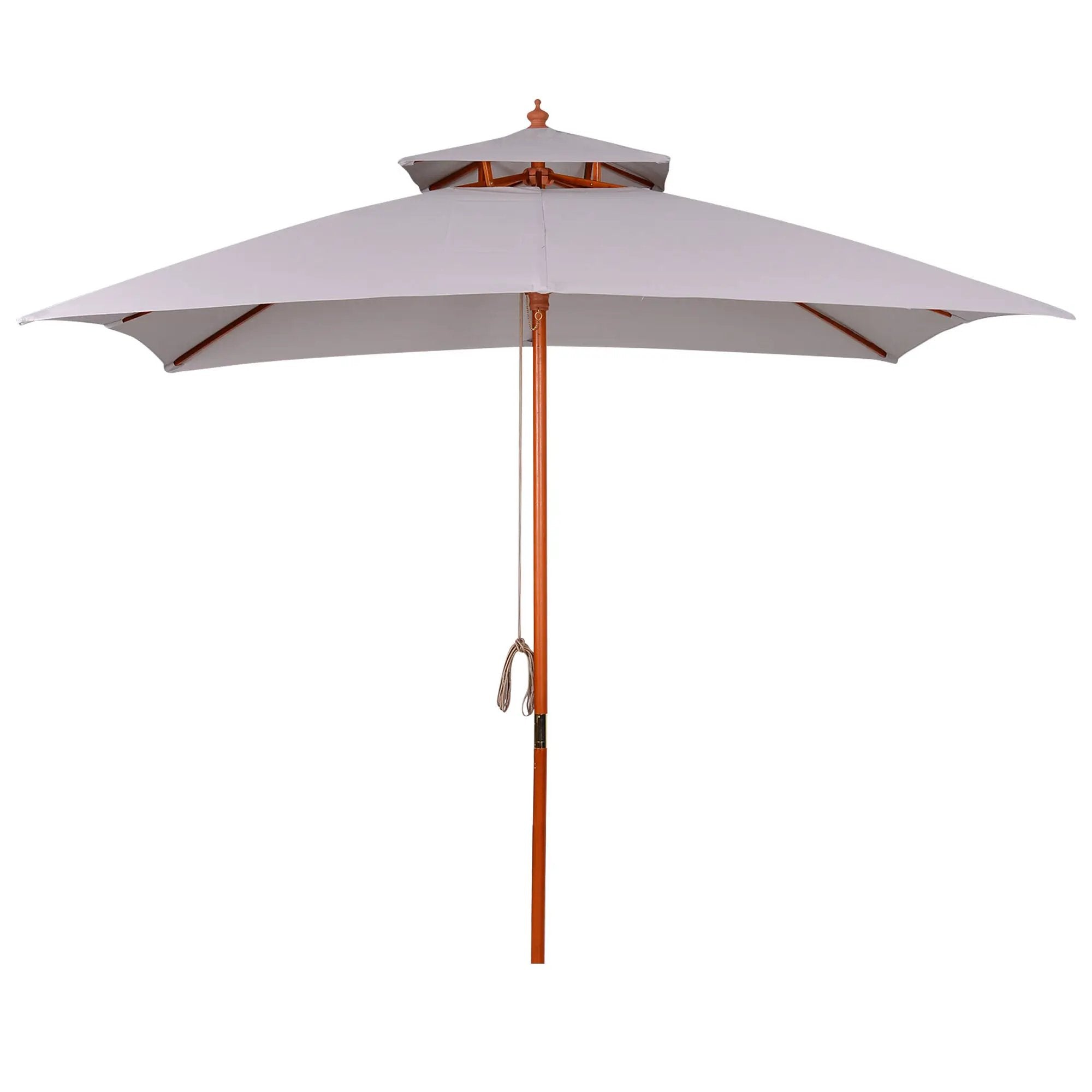 Outsunny Stylish Double-Tier Parasol with Pulley System for Garden & Courtyard - Parasol