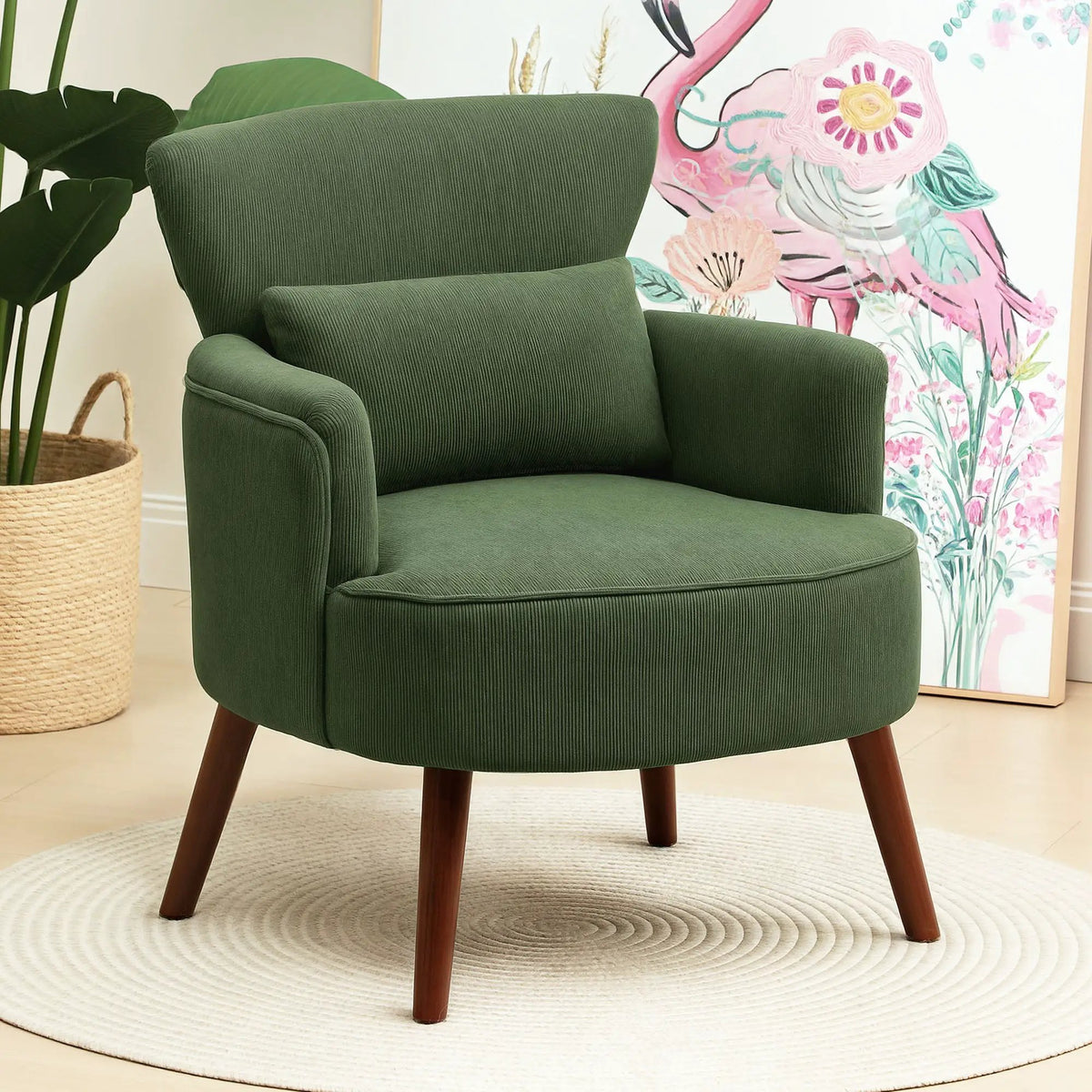 HOMCOM Armchair with Padded Seat and Backrest for Living Room, Green - from HOMCOM