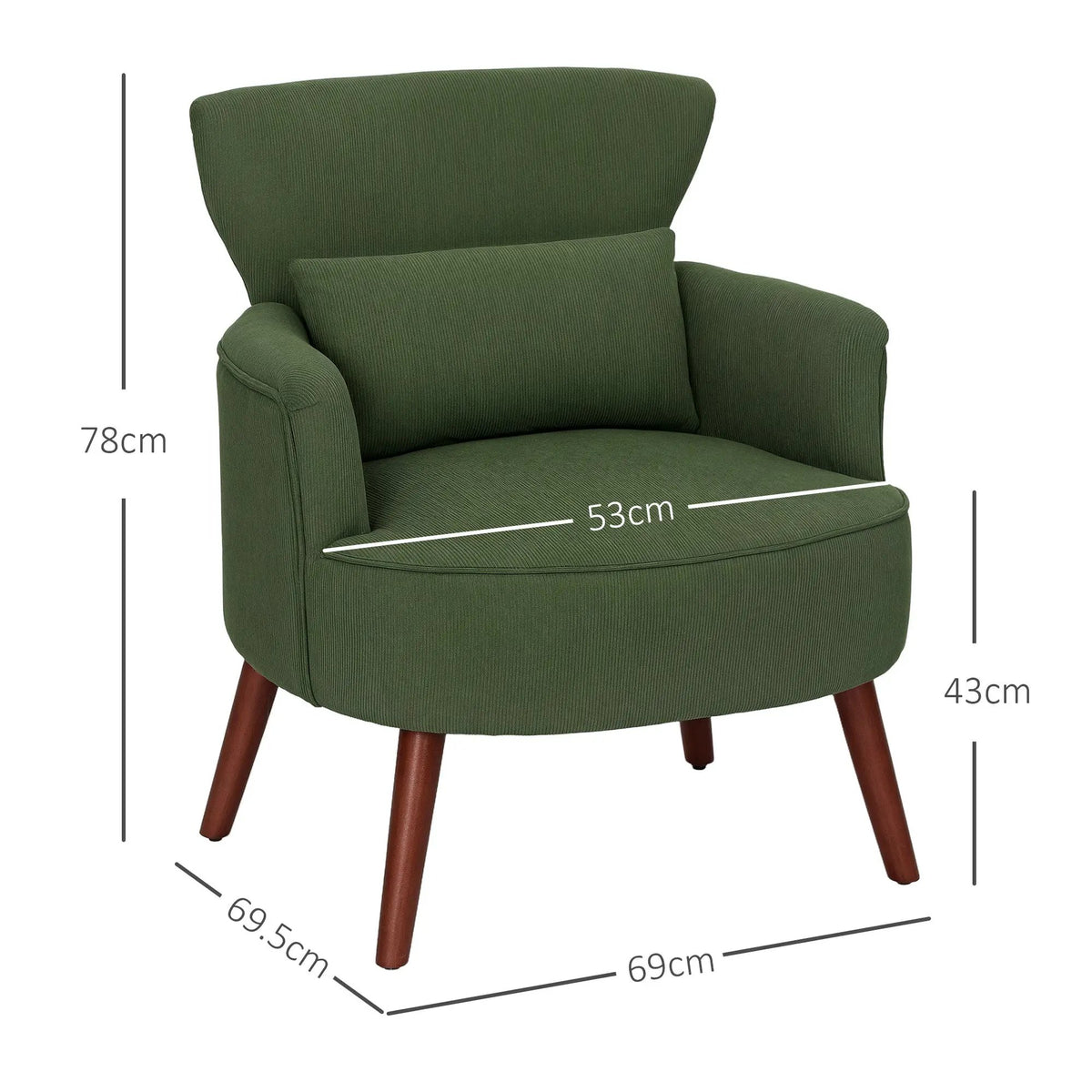 HOMCOM Armchair with Padded Seat and Backrest for Living Room, Green - from HOMCOM