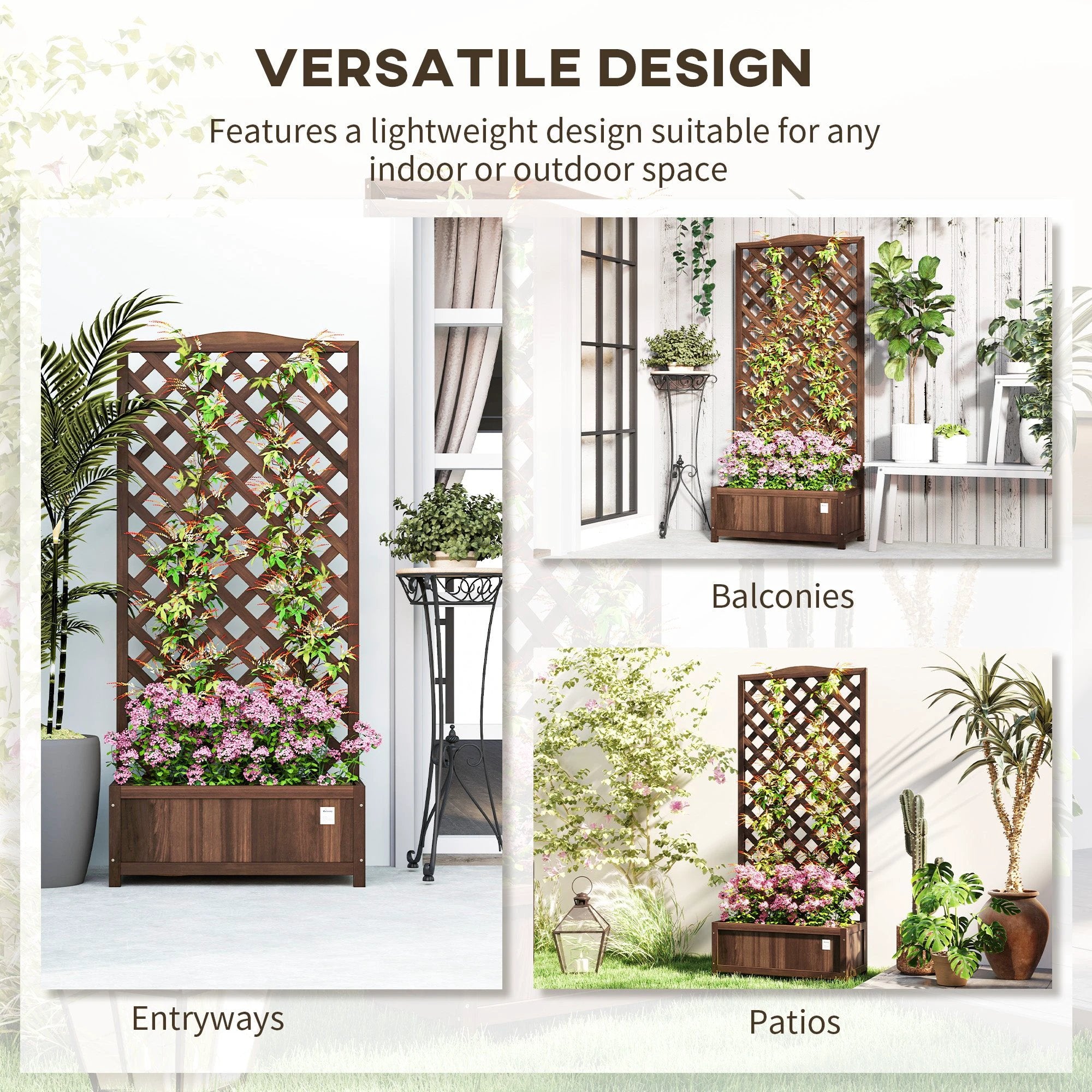 Outsunny Garden Planter Box Raised Bed Trellis Outdoor by Outsunny