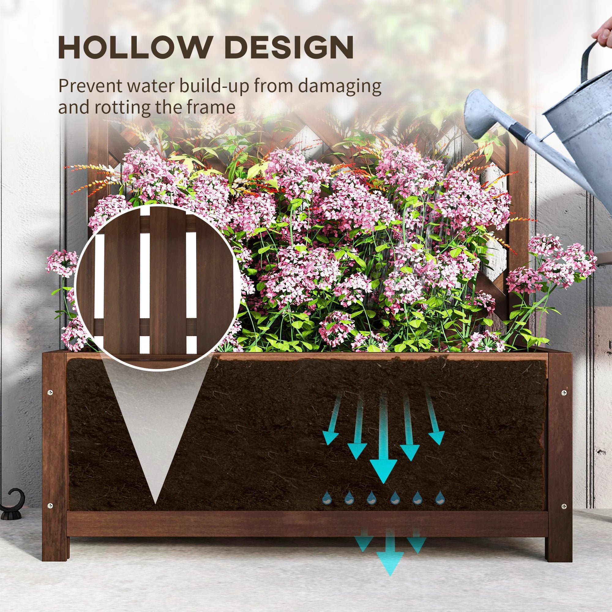 Outsunny Outsunny Garden Planter Box Raised Bed Trellis Outdoor - Planters