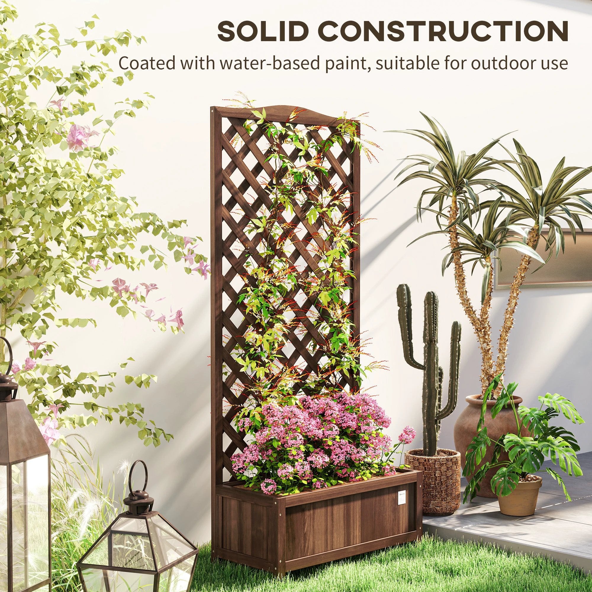 Outsunny Outsunny Garden Planter Box Raised Bed Trellis Outdoor - Planters