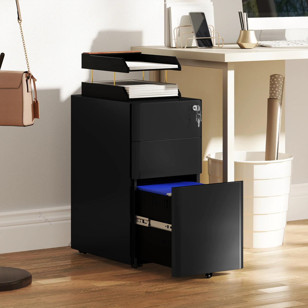 Vinsetto Filing Cabinet LockingWheels Office by Vinsetto