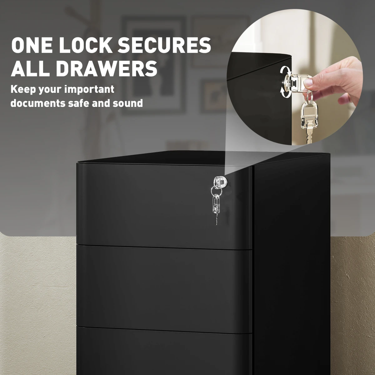Vinsetto Filing Cabinet LockingWheels Office by Vinsetto