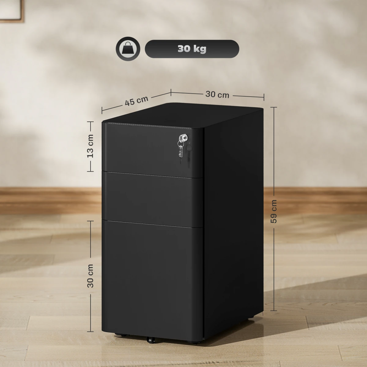 Vinsetto Filing Cabinet LockingWheels Office by Vinsetto