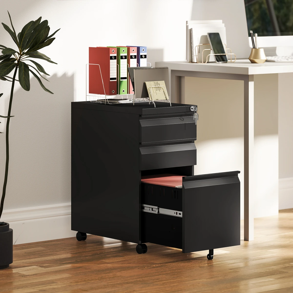 Vinsetto File Cabinet 3 Drawer Locking Office by Vinsetto