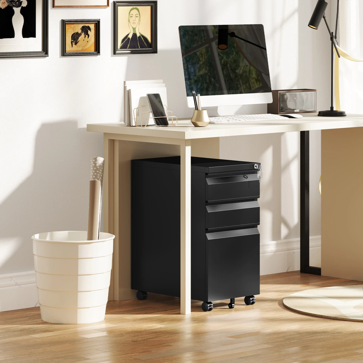 Vinsetto File Cabinet 3 Drawer Locking Office by Vinsetto