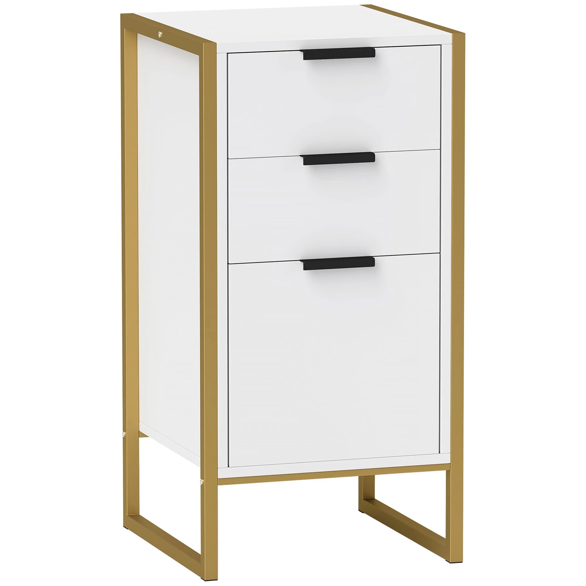 HOMCOM 3-Drawer Chest Compact Metal Frame Bedroom by HOMCOM