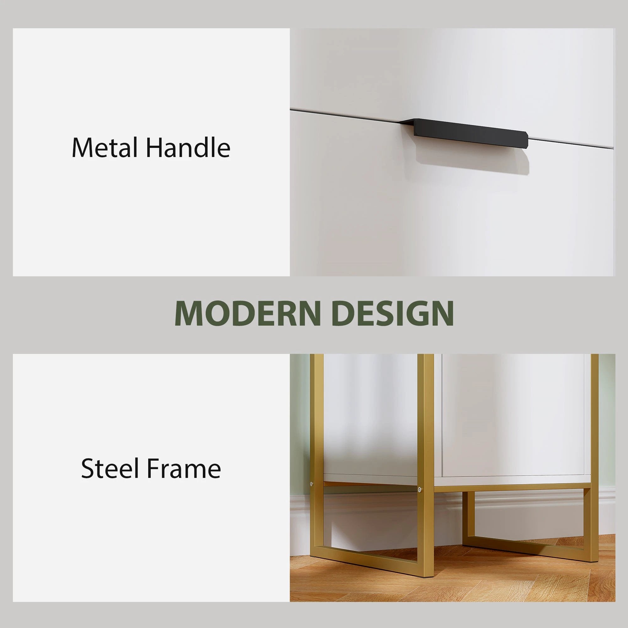 HOMCOM 3-Drawer Chest Compact Metal Frame Bedroom by HOMCOM