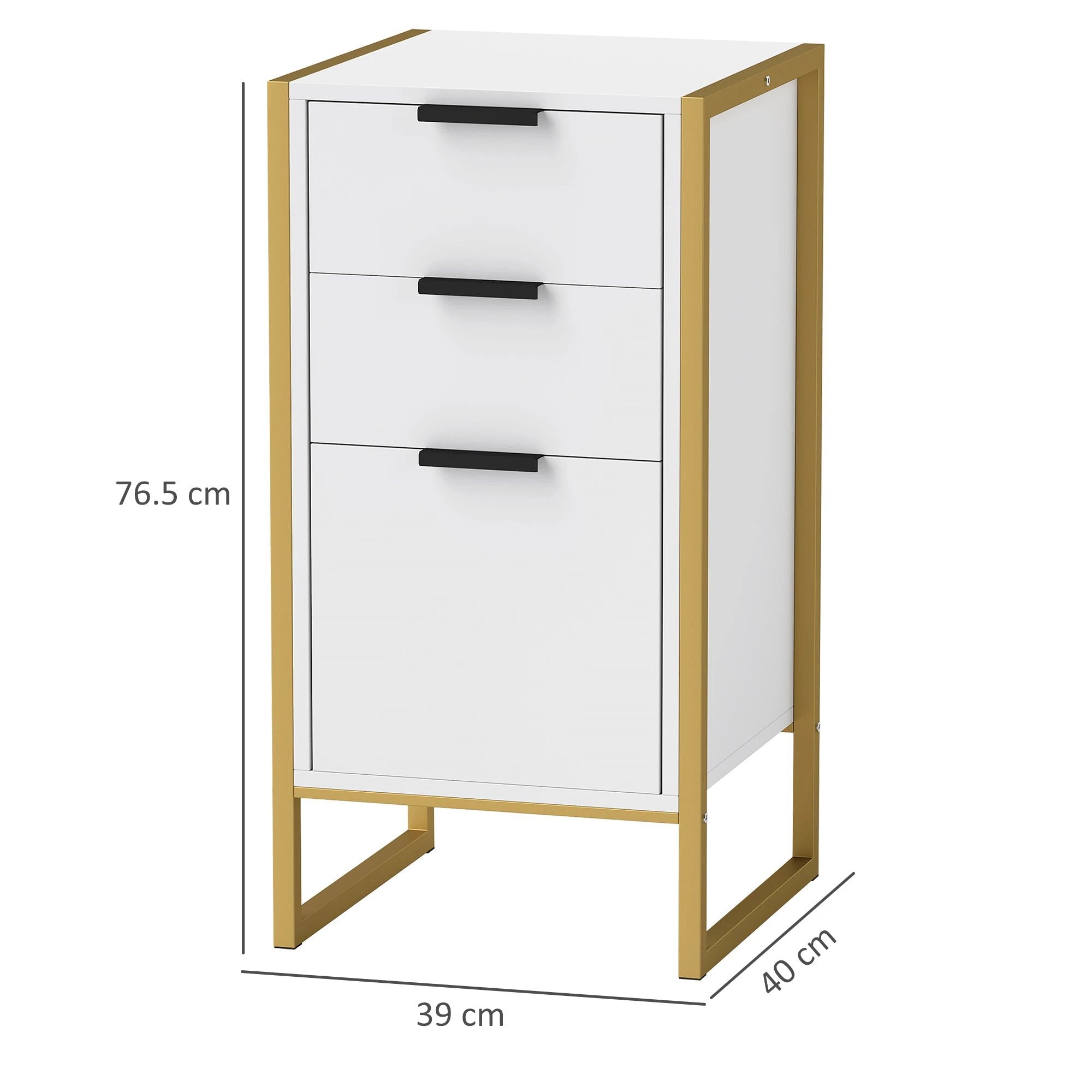 HOMCOM 3-Drawer Chest Compact Metal Frame Bedroom by HOMCOM