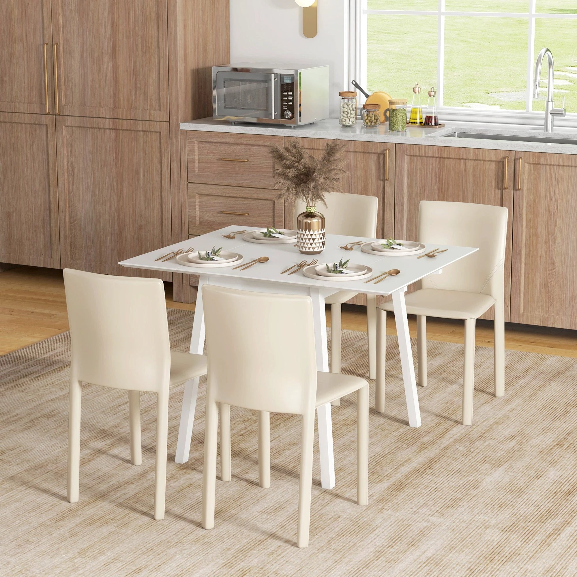 Premium Drop Leaf Extendable Dining Table 2 To 4 Seater Home by HOMCOM
