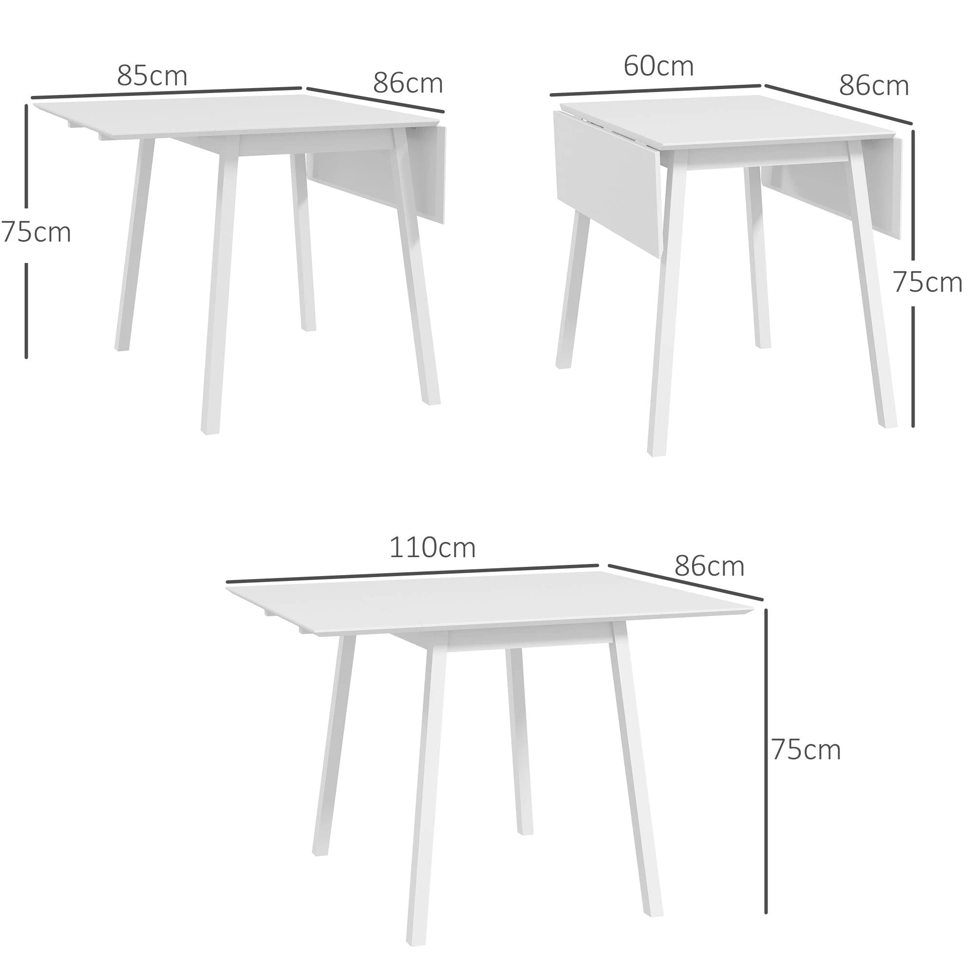 Premium Drop Leaf Extendable Dining Table 2 To 4 Seater Home by HOMCOM
