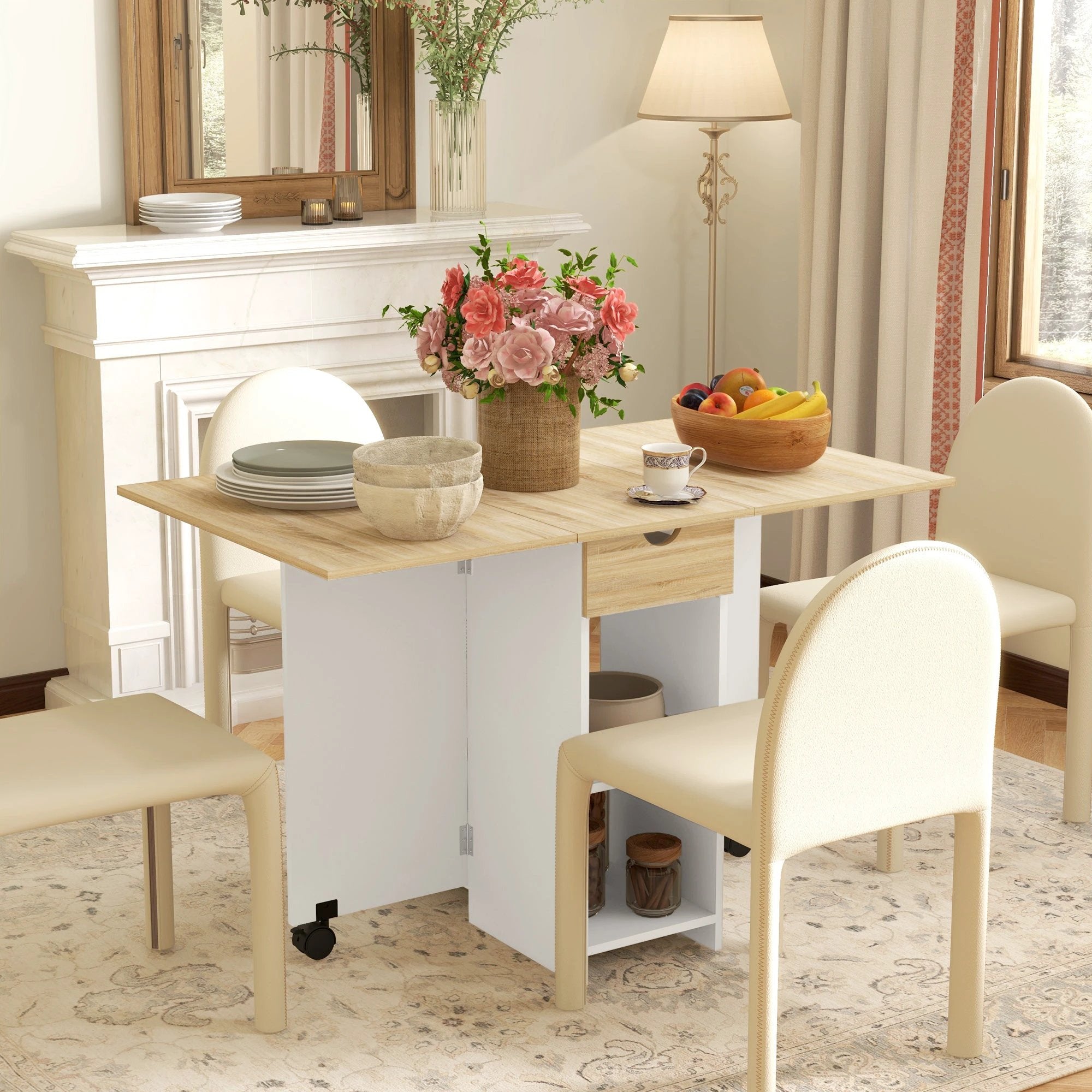HOMCOM HOMCOM Foldable Dining Table 120x72 Drop Leaf Small Spaces - Dining Table