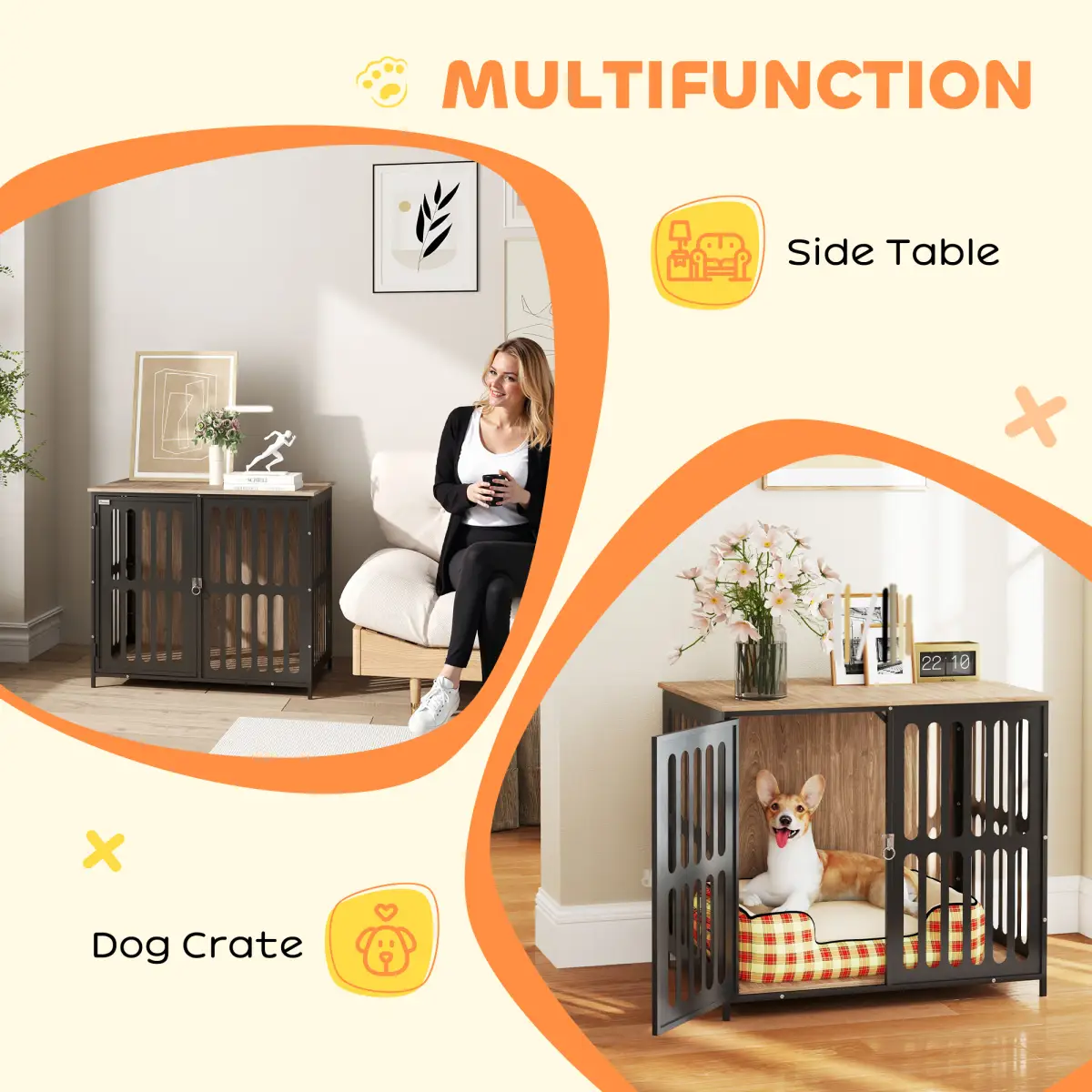 PawHut PawHut Dog Crate Furniture with Anti-Chew Resistant Mesh for Medium Dogs - Dog Crate