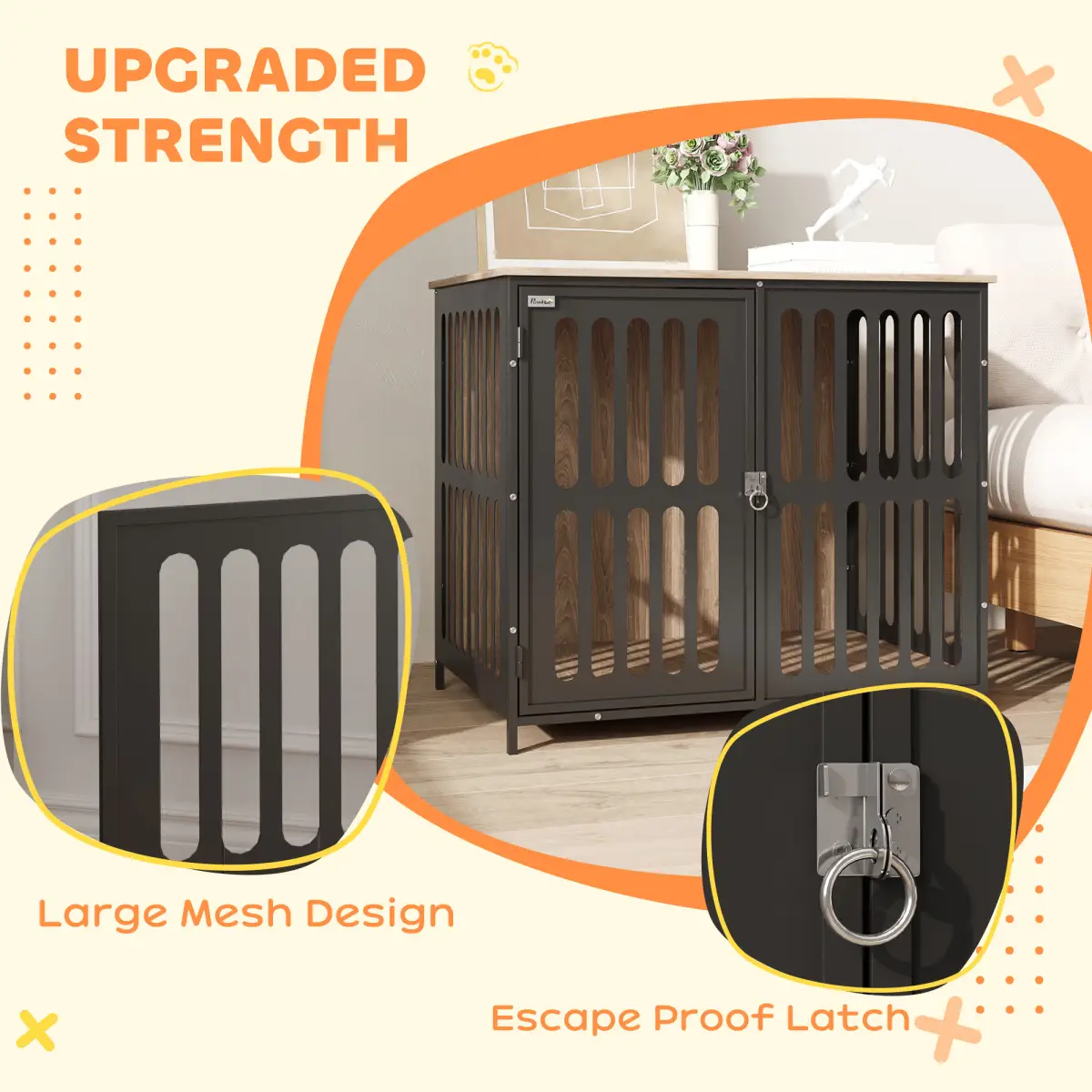 PawHut PawHut Dog Crate Furniture with Anti-Chew Resistant Mesh for Medium Dogs - Dog Crate