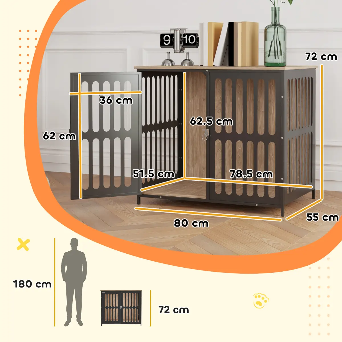 PawHut PawHut Dog Crate Furniture with Anti-Chew Resistant Mesh for Medium Dogs - Dog Crate
