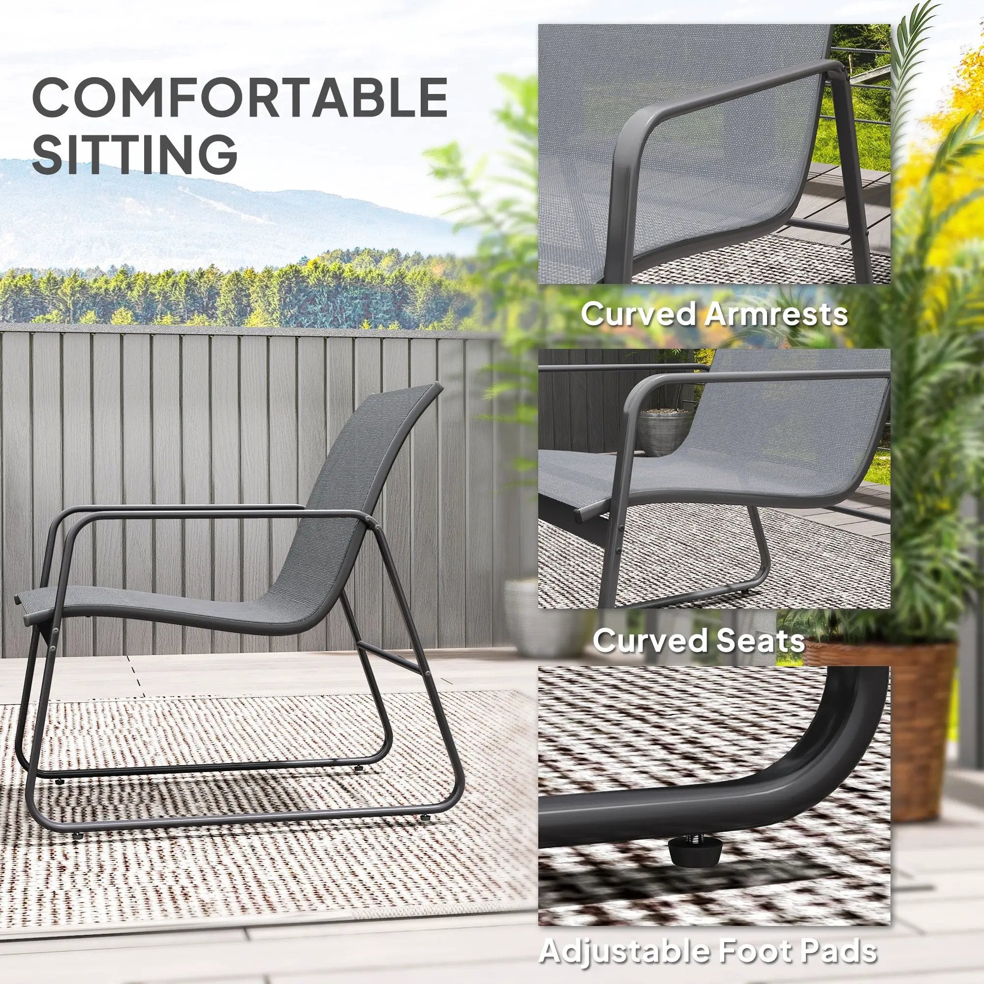 Outsunny Outsunny 4 Piece Garden Furniture Set Patio Sofa Set w/ Chairs, Glass Top Table - Garden Set
