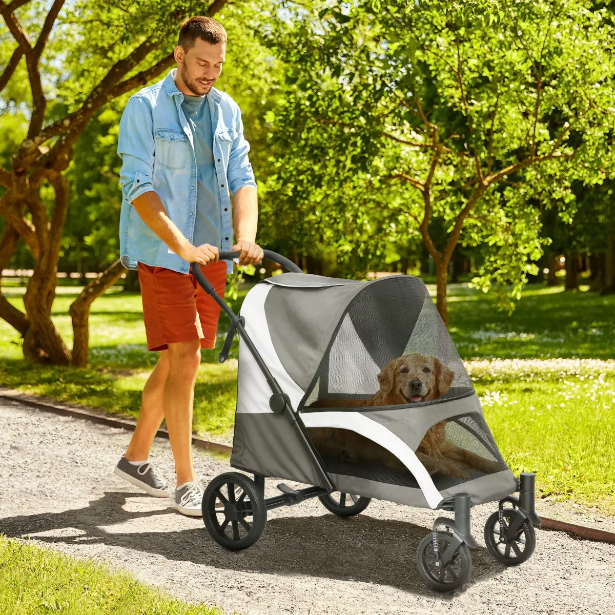 PawHut PawHut Easy Folding Pet Stroller for Large Dogs - Pet Carrier