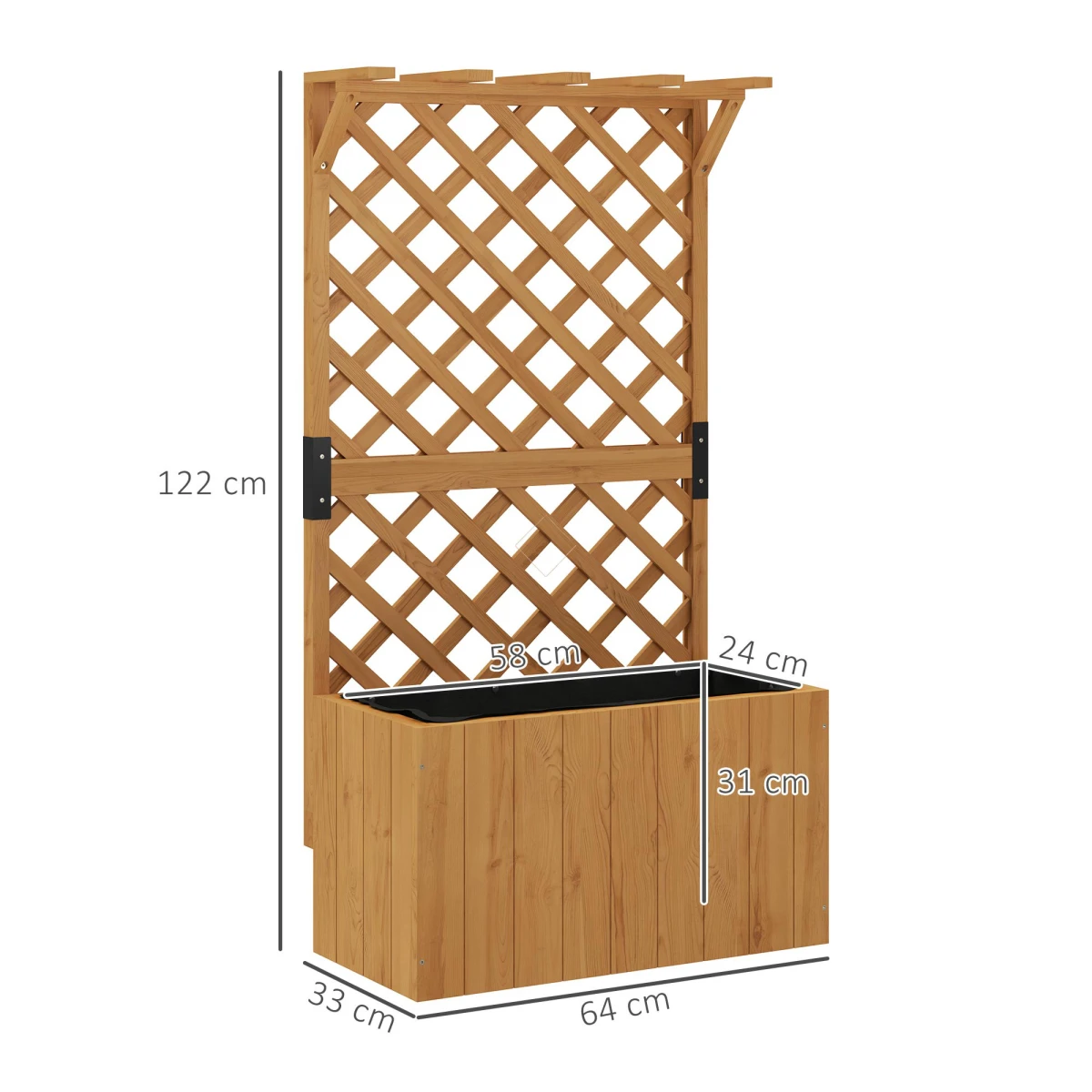 Outsunny Outsunny Wooden Planter Trellis 24In Drainage Holes Patio - Planters