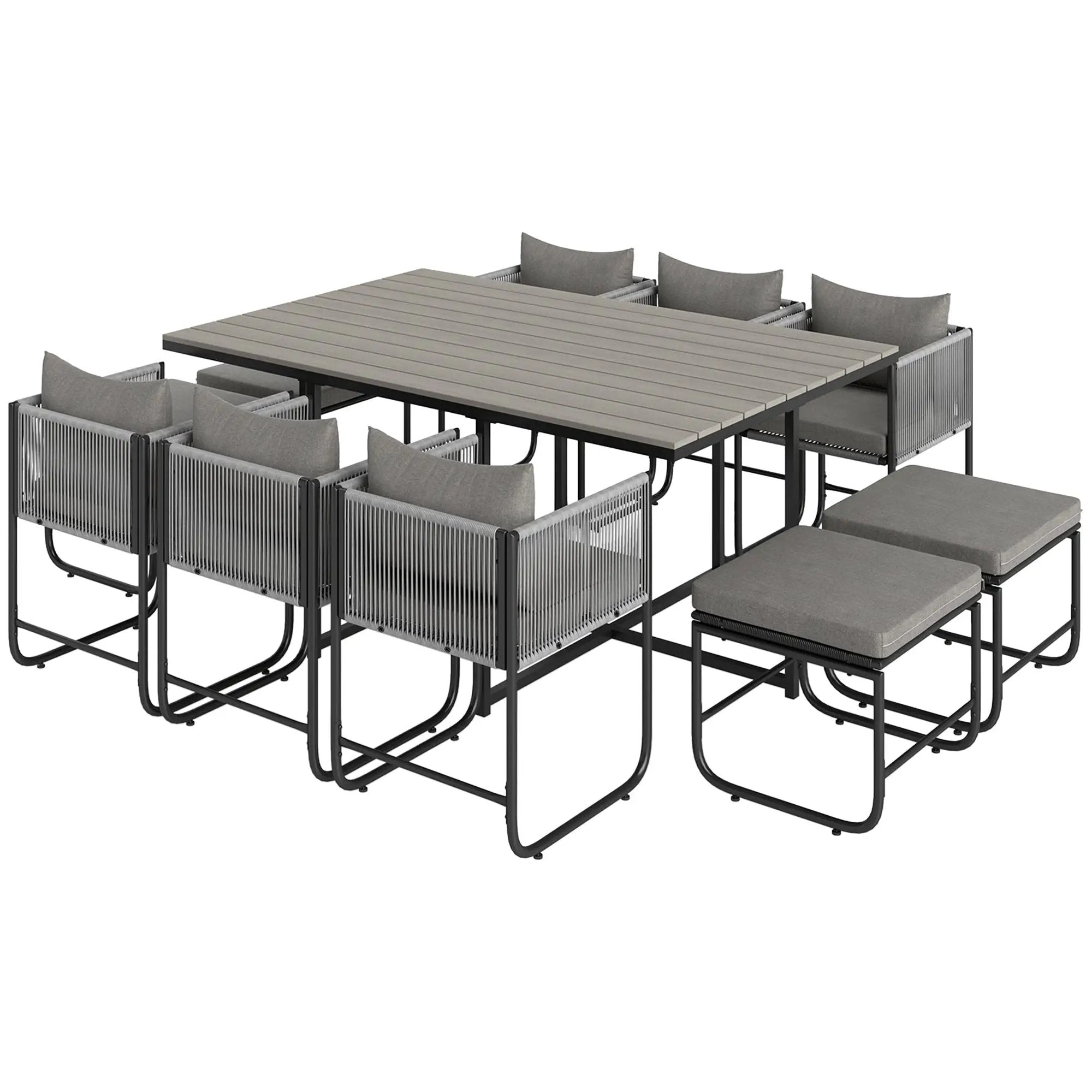 Outsunny Outsunny Rattan Dining Set, Garden Table & Chair Sets w/ Space-saving Design - Garden Set