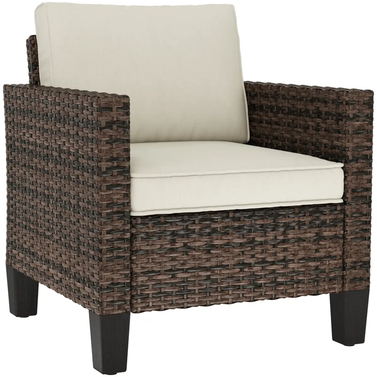 Outsunny Outsunny Single Rattan Chair, Garden Armchair with Cushions - Garden Chairs
