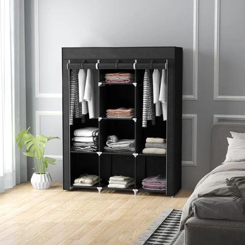 HOMCOM HOMCOM Fabric Portable Wardrobe 125x43x162.5 cm with 8 Shelves and 2 Hanging Rails Dust-Proof Storage for Home Organization - Wardrobe