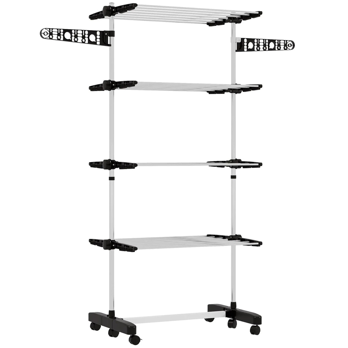 HOMCOM 4-Tier Large Clothes Airer Stainless Steel Clothes Drying Rack Black - from HOMCOM