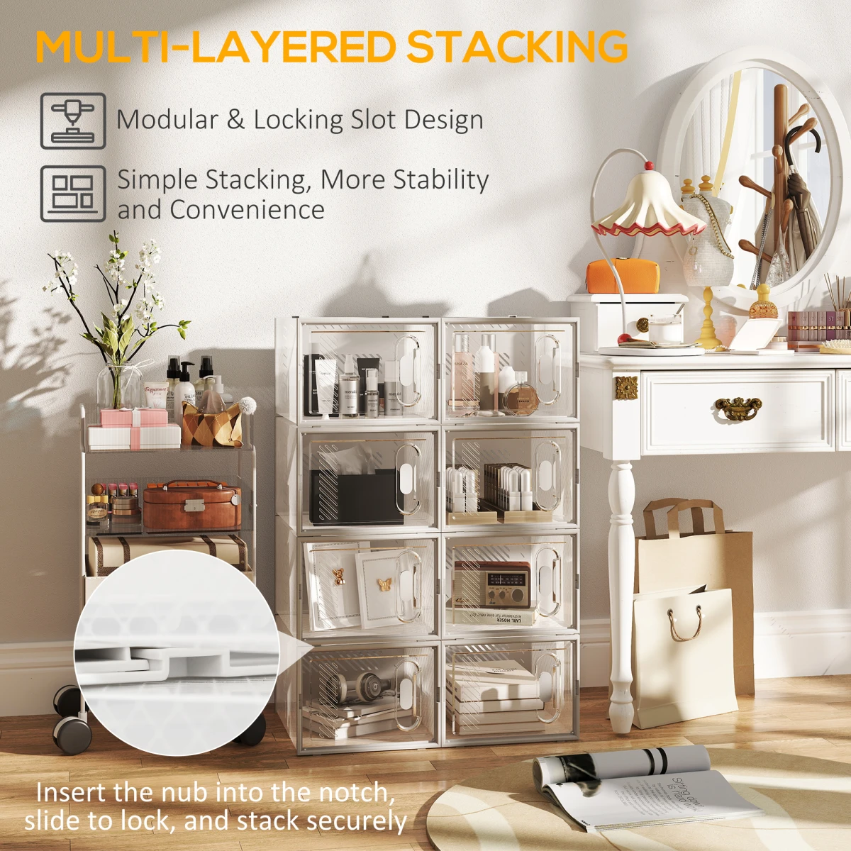 HOMCOM 8-Box Clear Shoe Storage For Home by HOMCOM
