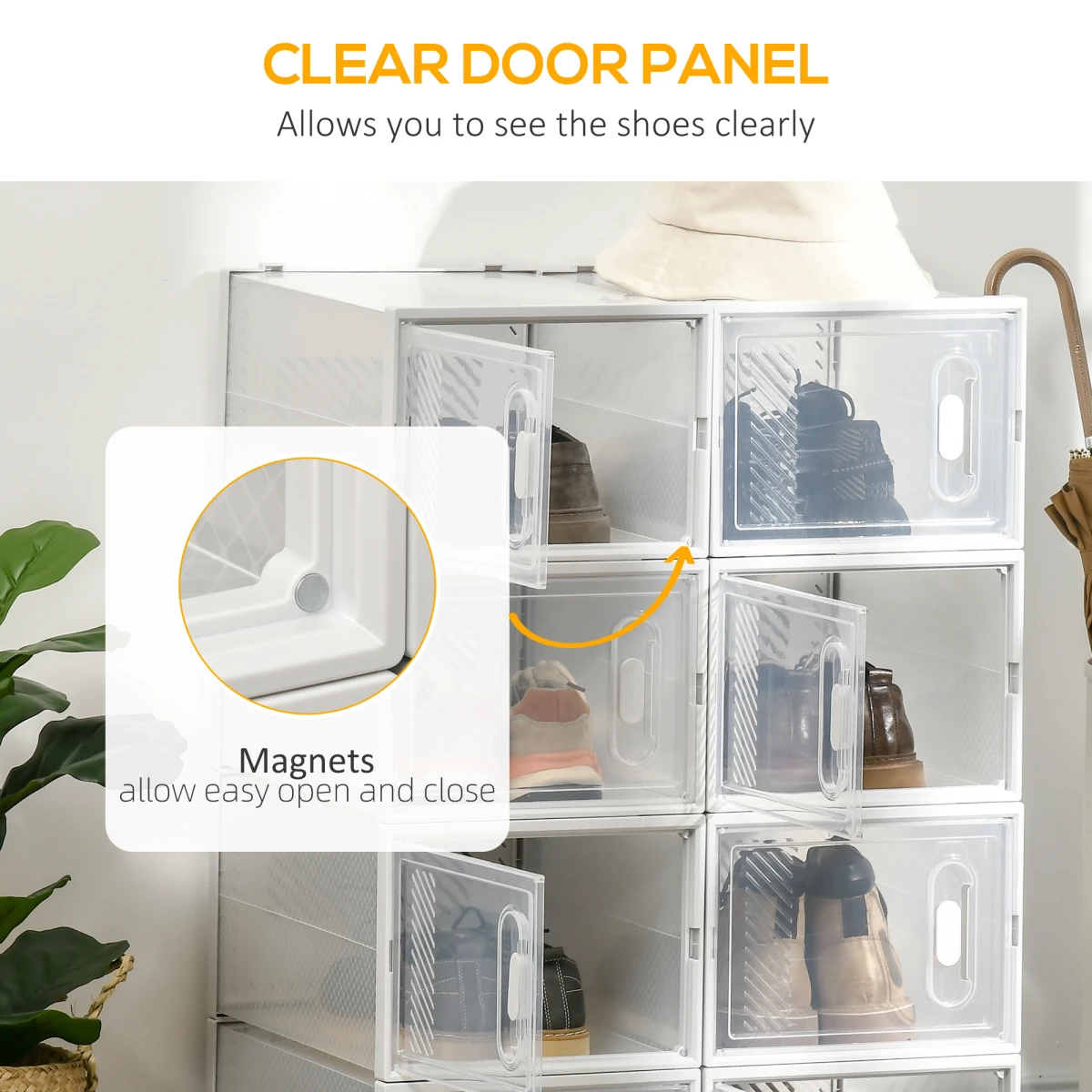 HOMCOM 8-Box Clear Shoe Storage For Home by HOMCOM